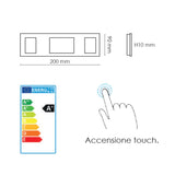 immagine con misure e consumi della plafoniera